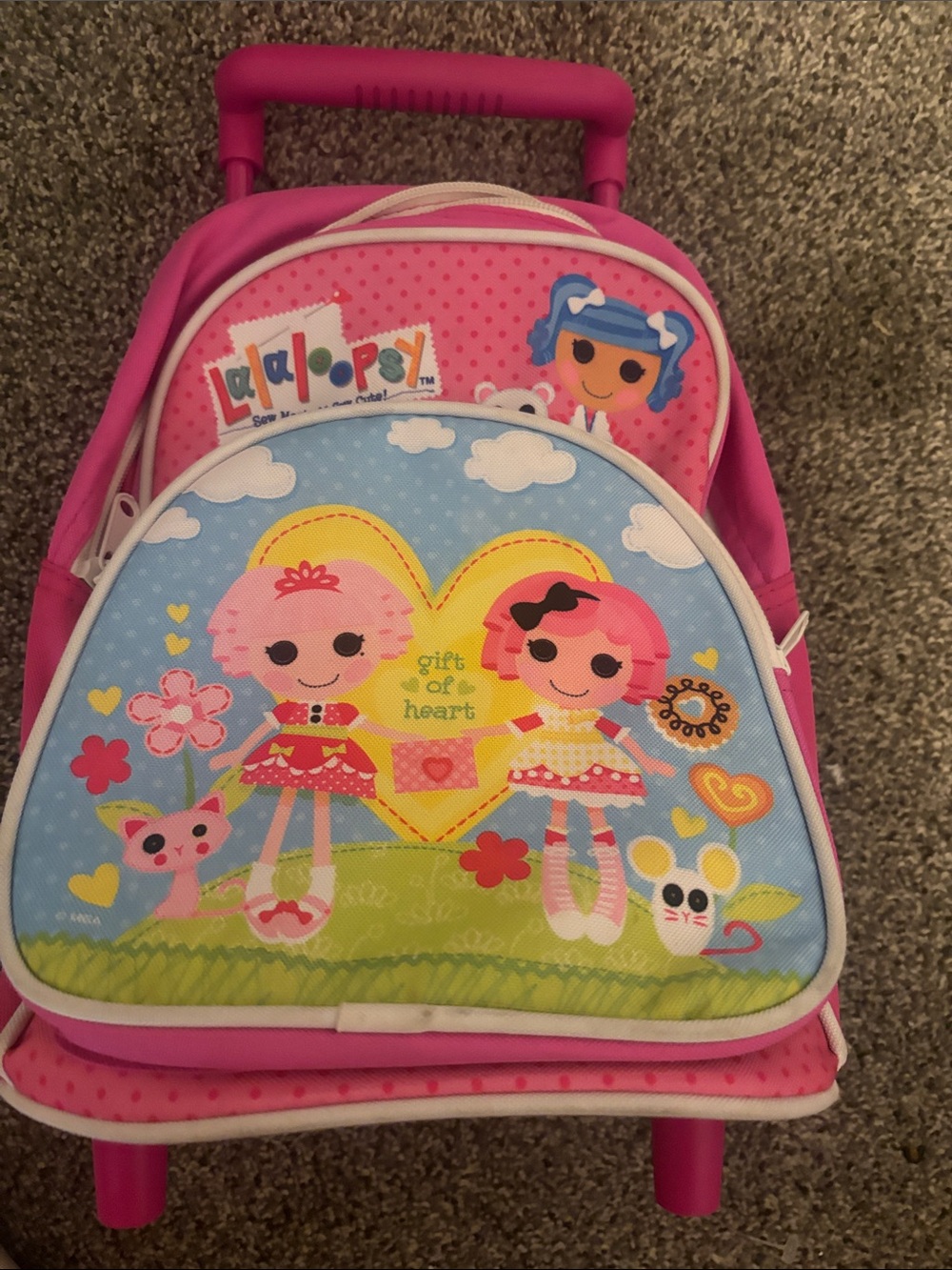 Pink Rolling Kids Backpack - Heart Friends Design